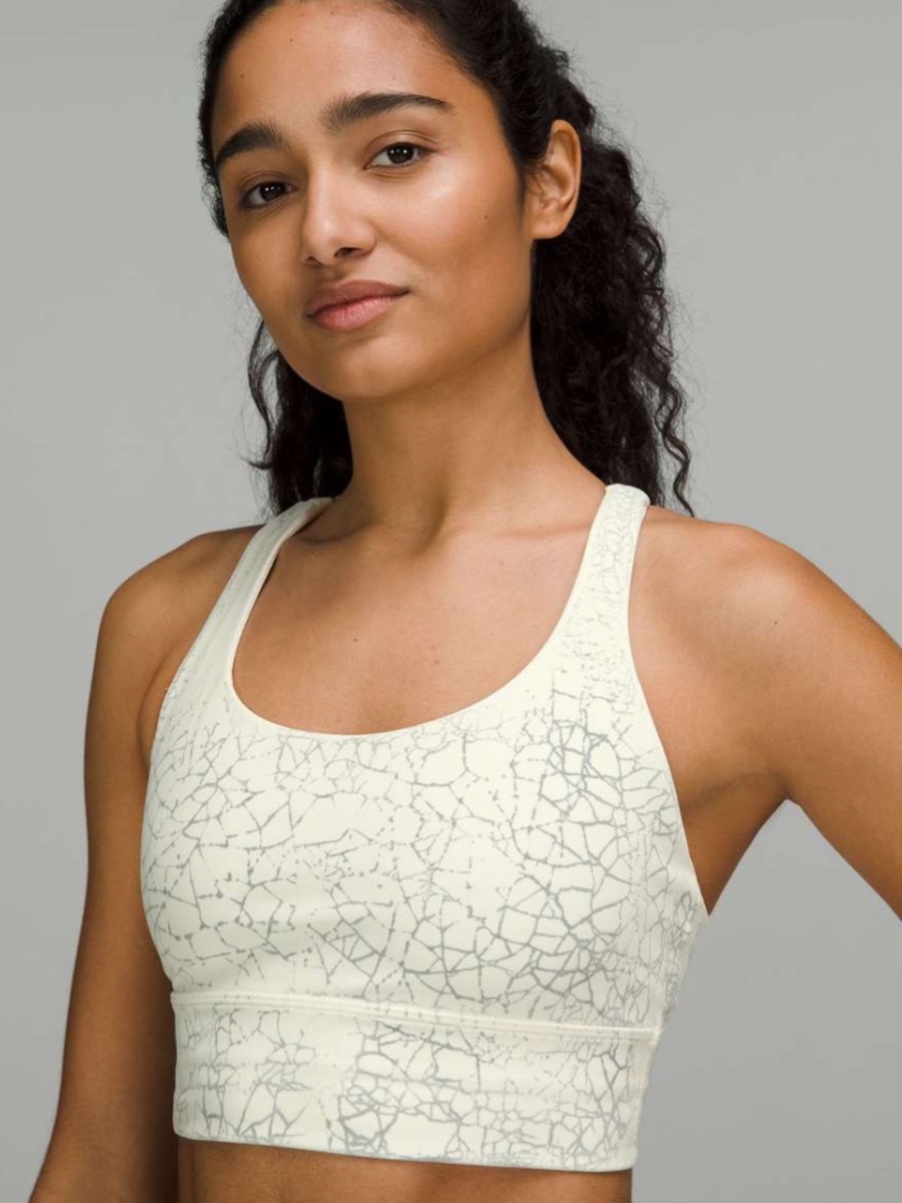 Lululemon Energy Longline Bra Size 4 Thread Dye White Black - Picture 2 of 5